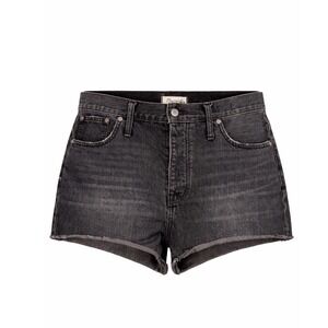 Madewell Relaxed Denim Shorts Washed Black Lunar High Rise Frayed Hem Size 31